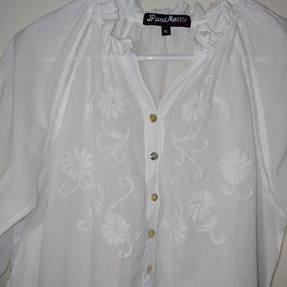 Sundance Catalog JP and Mattie White Easy Essence Blouse Size XL - Picture 4 of 10